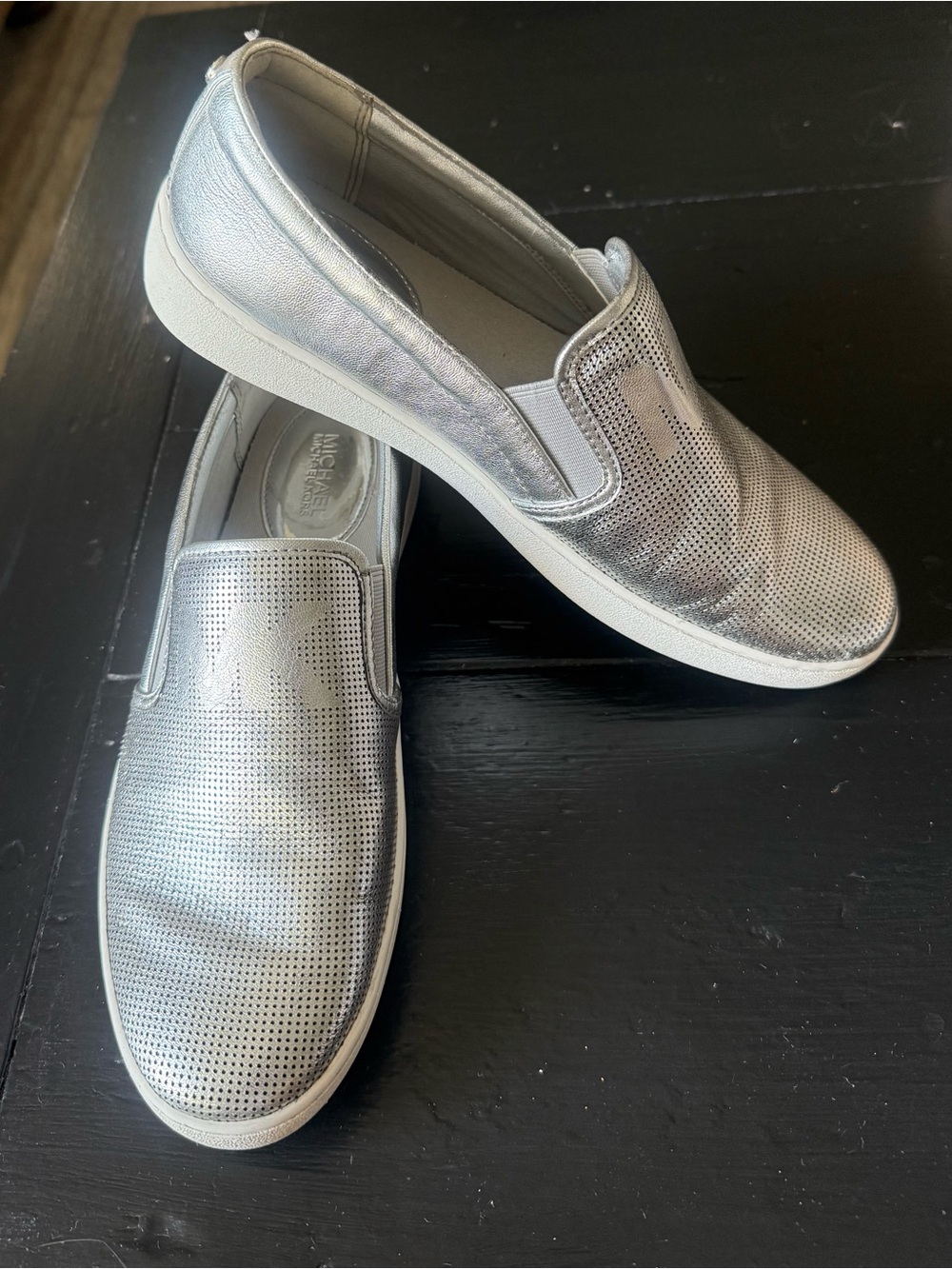 Michael Kors Metallic Silver Keaton Slip-On Sneakers